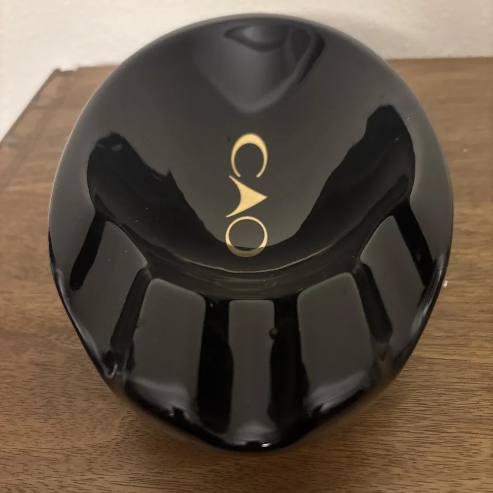 CAO Black 3 Finger Rest Large Cigar Bowl Ashtray Gold Logo Aficionado Tobacciana